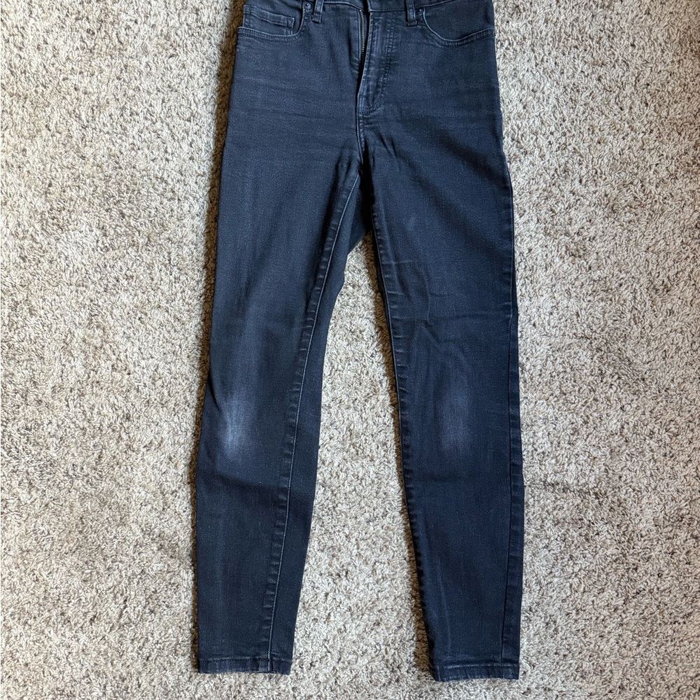 Everlane High Rise Skinny Jeans Black 25 Crop